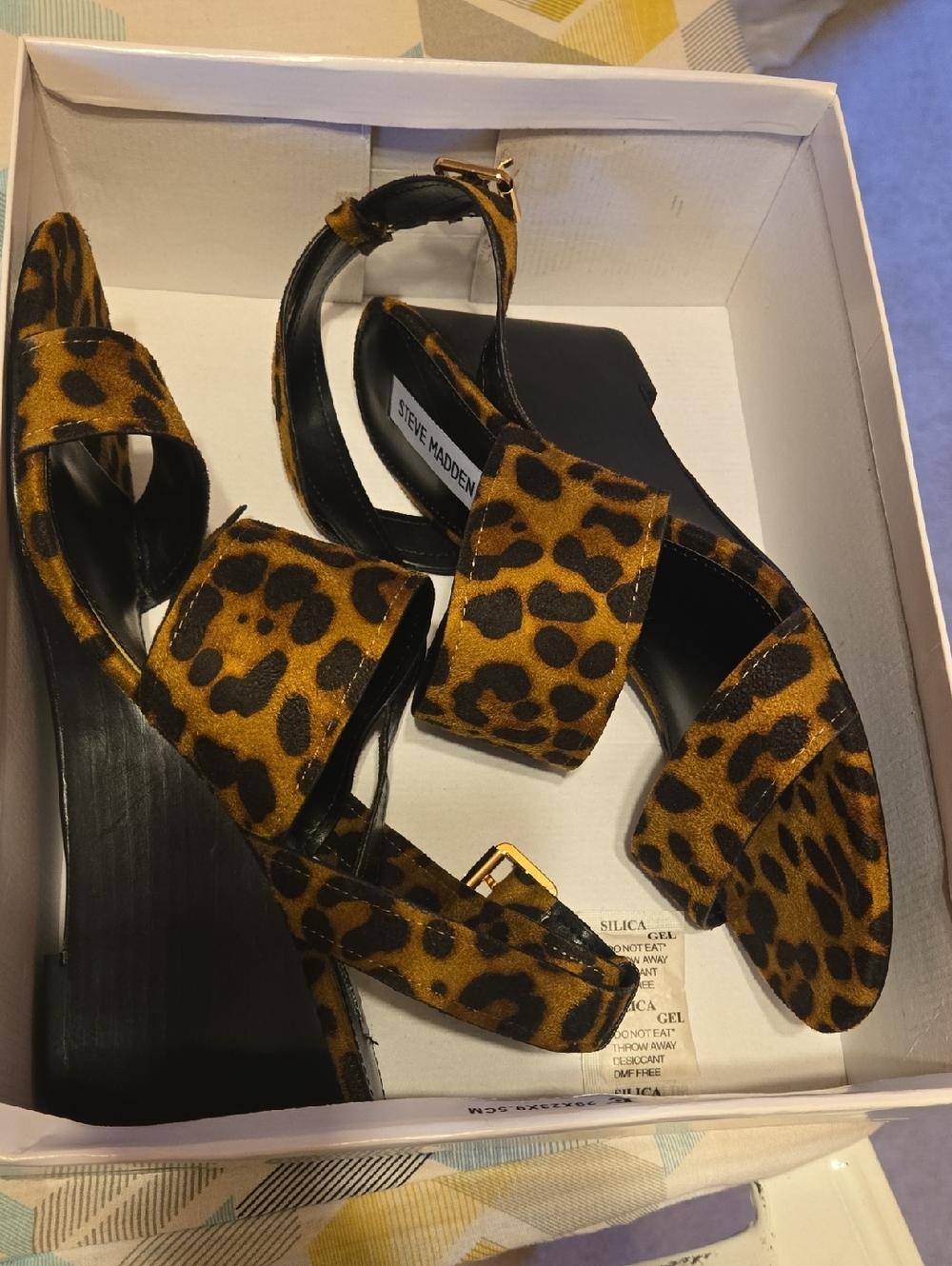 Steve Madden Leopard-Print Ankle Strap Wedges - Brown/Black